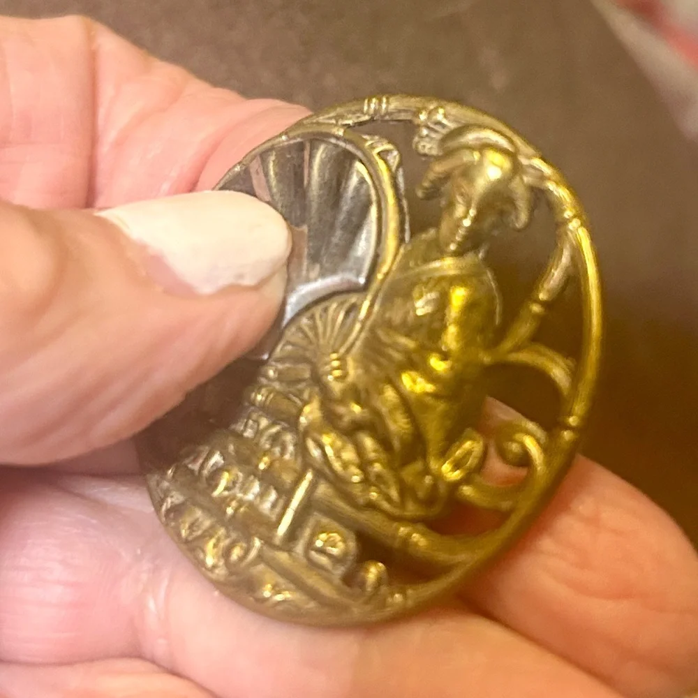 Steel Cut Button Antique Large Geisha